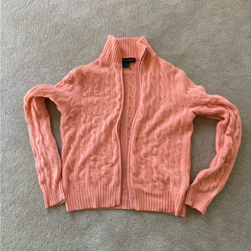 Ralph Lauren Black Label Cashmere 100% Sweater Cardigan Size Large *defect
